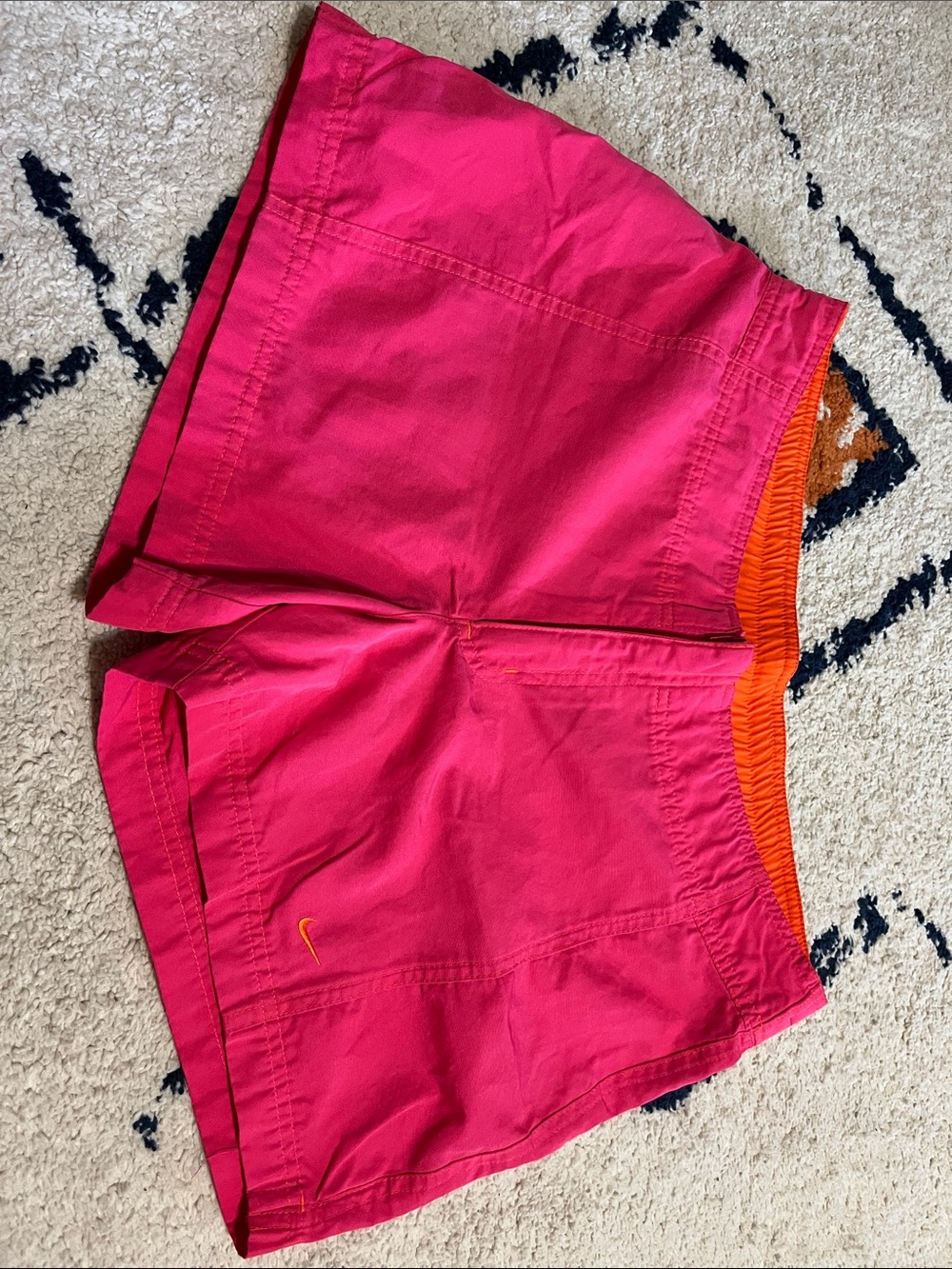Nike Women’s Hot Pink Athletic Shorts with Orange Waistband